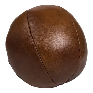 Dark Brown Leather Ball Pillow For Sale