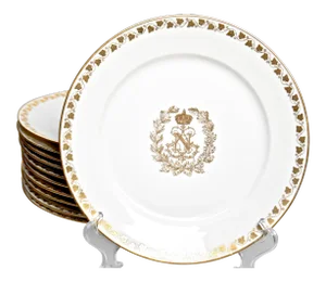 Sevres Imperial 19th Century Napoleon III Gilded Dinner Plates - Set of 11