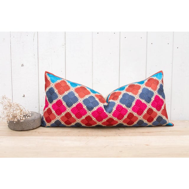 Swati Embroidered Phulkari Pillow Cover For Sale - Image 9 of 10