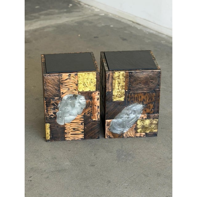 Pair of Paul Evans Side Tables With Original Slate Tops Circa 1960s For Sale - Image 11 of 12