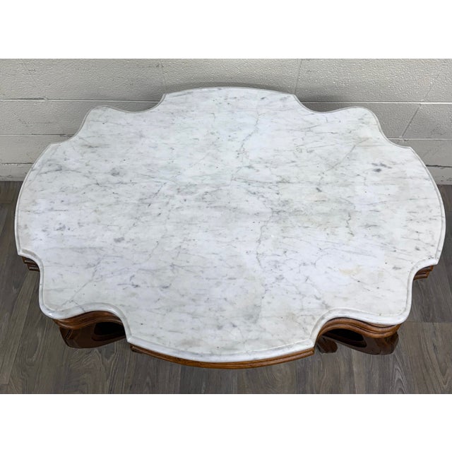 Victorian Antique White Marble Turtle Top Victorian Eastlake Parlor Table Center Table For Sale - Image 3 of 10