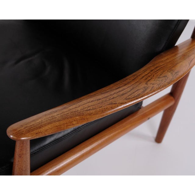 Armchair in Teak and Black Leather by Grete Jalk for France & Søn, 1960s For Sale - Image 10 of 12