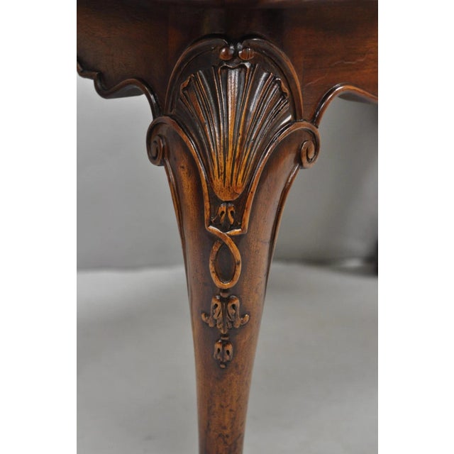 Antique English Georgian Style Burl Walnut Shell Carved Scalloped Coffee Table For Sale - Image 9 of 14