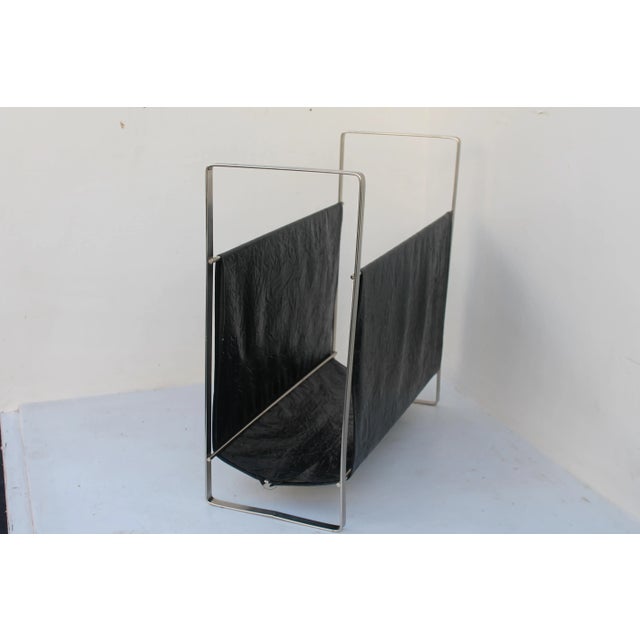 1970s Vinyl and Metal Modern Magazine Rack For Sale - Image 4 of 7