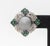 18K White Gold Tahitian Pearl Sapphire Emerald Diamond Earrings, designed as stud earrings featuring two cultured Tahitian...