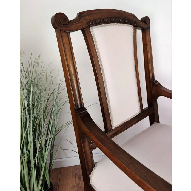 Italian Carved Walnut Wood Armchair, 1930s For Sale - Image 4 of 8