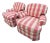 A Pair of Charming Custom Pink & Green Striped Plaid Pleated Skirt Lounge Chairs For Sale