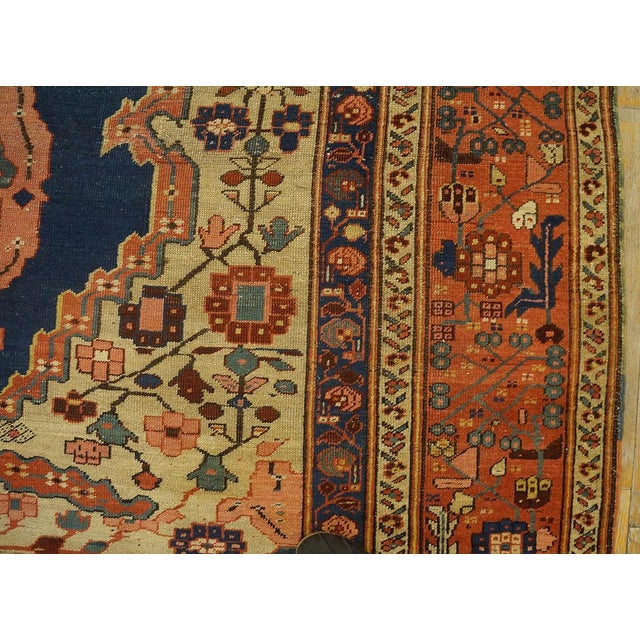 Textile 1870s Blue Navy Medallion Tribal Antique n.w. Persian Bakshaiesh Rug 9' X 12' Handknotted Wool Carpet For Sale - Image 7 of 15