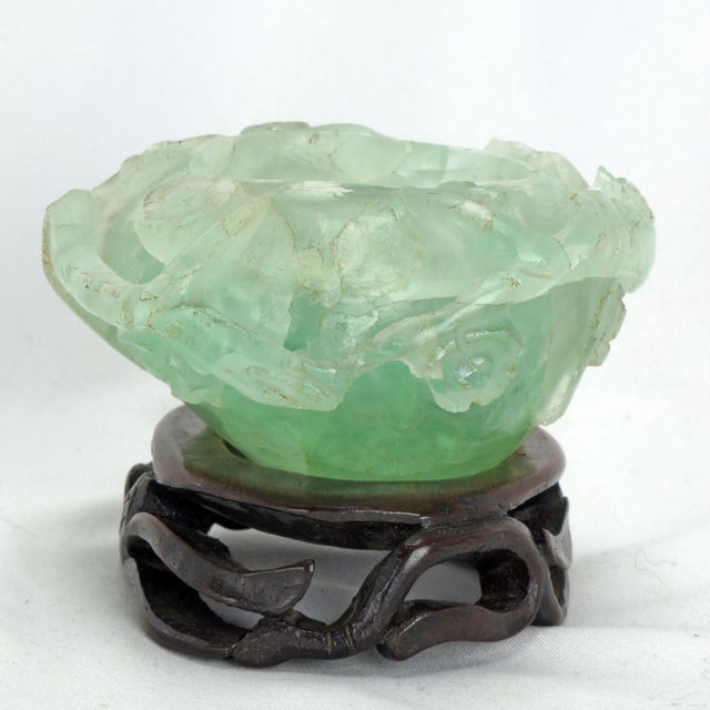 Early 20th Century Antique Chinese Carved Fluorite Censer or Brush Washer on Stand Qing/Republic For Sale - Image 5 of 14