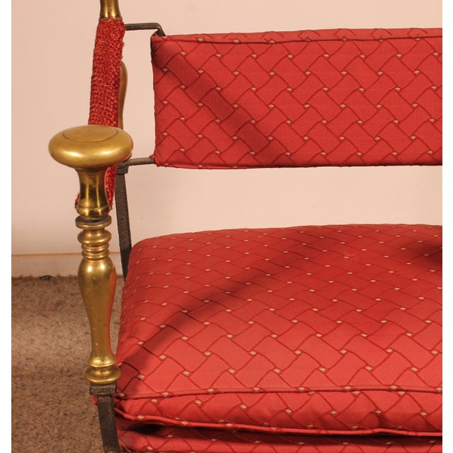 Red Curule Armchair in Wrought Iron and Bronze, 1890s For Sale - Image 8 of 13