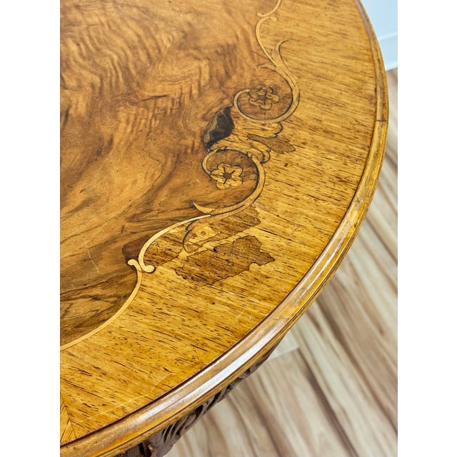 Antique Round French Louis XV Style Carved Wood Center Table For Sale - Image 12 of 13