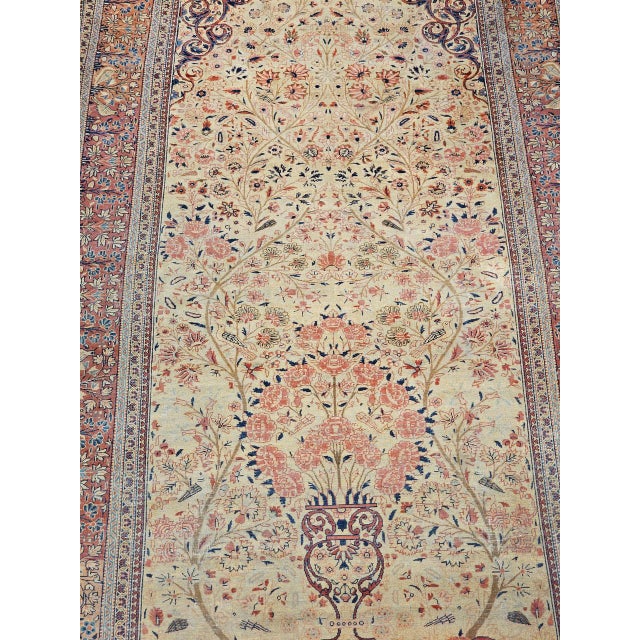 19th Century Persian Kashan, Hand-Knotted Wool, Tree of Life Pattern, Ivory & Brick Red, 5x9 For Sale - Image 4 of 14
