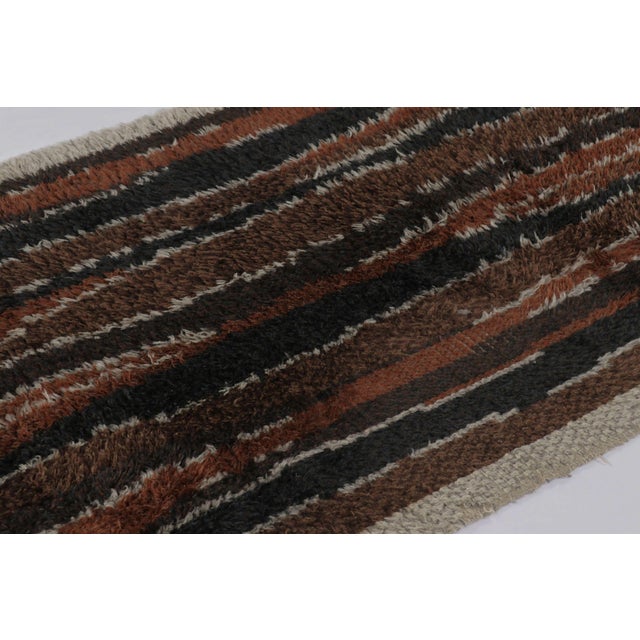 1960s Vintage Swedish Rya Runner in Gray, Brown & Black Abstract Pattern - Rug & Kilim For Sale - Image 5 of 9