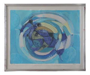 Gustav Bolin, Composition, Color Lithograph, 1970s, Framed