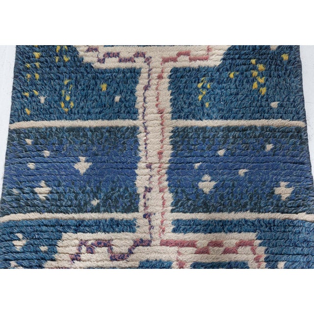 Navy Blue Doris Leslie Blau Mid-20th Century Swedish Navy, Red Handmade Pile Rug For Sale - Image 8 of 9