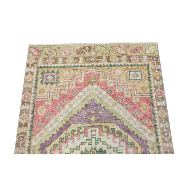 Textile Oriental Hand Knotted Rug Turkish Oushak 2'9" x 5' For Sale - Image 7 of 9