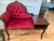 Wood Vintage Mid-Century Louis XV Style Telephone Gossip Bench in Red Upholstery For Sale - Image 7 of 8