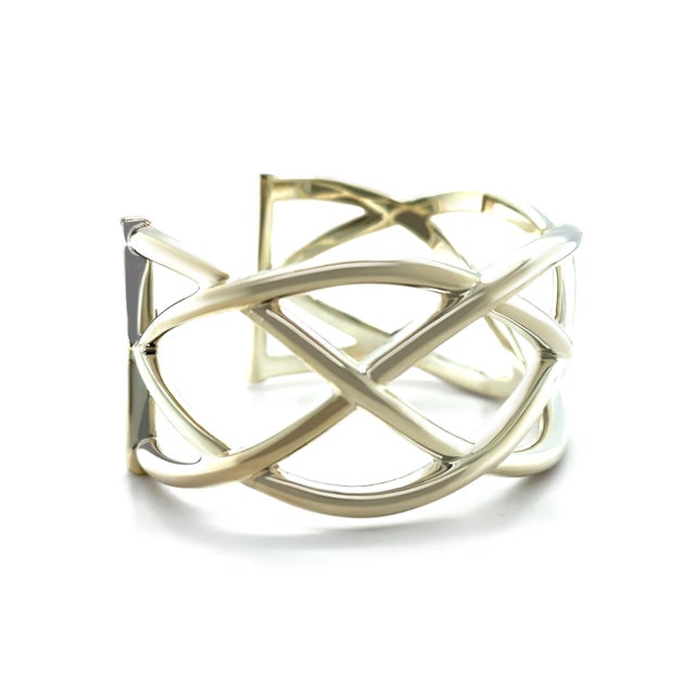 Contemporary Tiffany & Co. Sterling Silver Woven Celtic Knots Cuff Bracelet 51g For Sale - Image 3 of 9