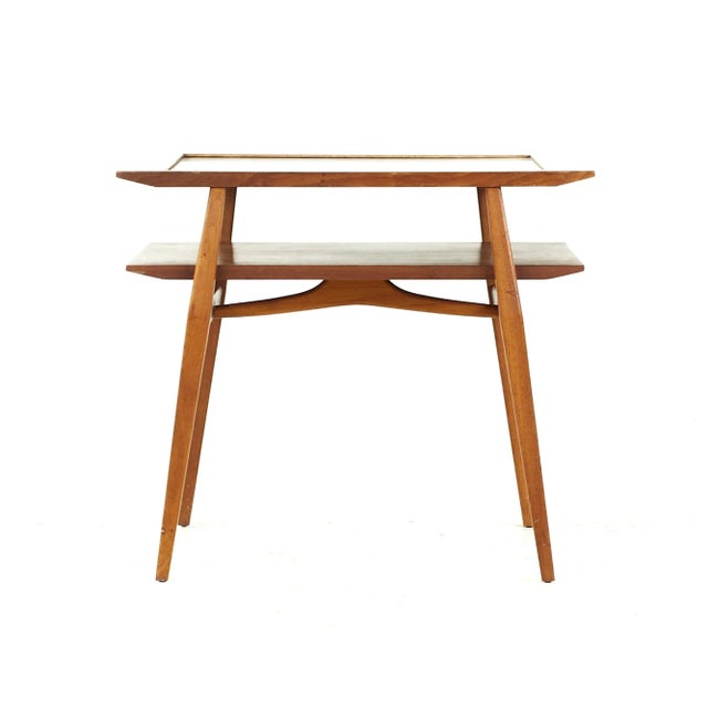 Bertha Schaefer for Singer & Sons American Mid-Century Two-Tier Walnut and Laminate Side End Tables - Pair For Sale - Image 9 of 12