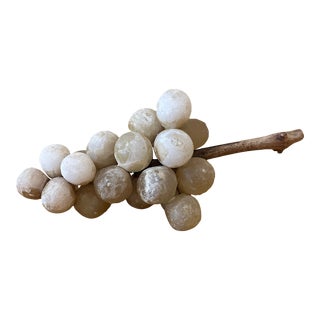 Vintage Mid Century Modern Italian Alabaster Grapes With Natural Wood Stem For Sale