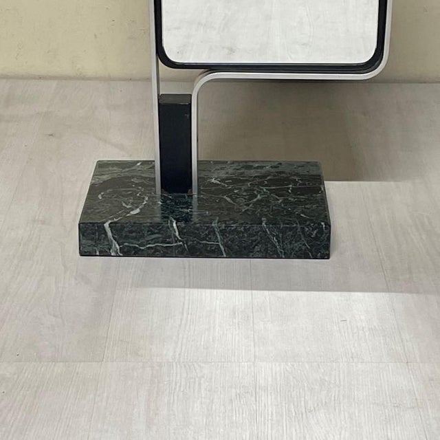 Vintage Italian Floor Mirror in Aluminum and Green Marble, 1970s For Sale - Image 4 of 15