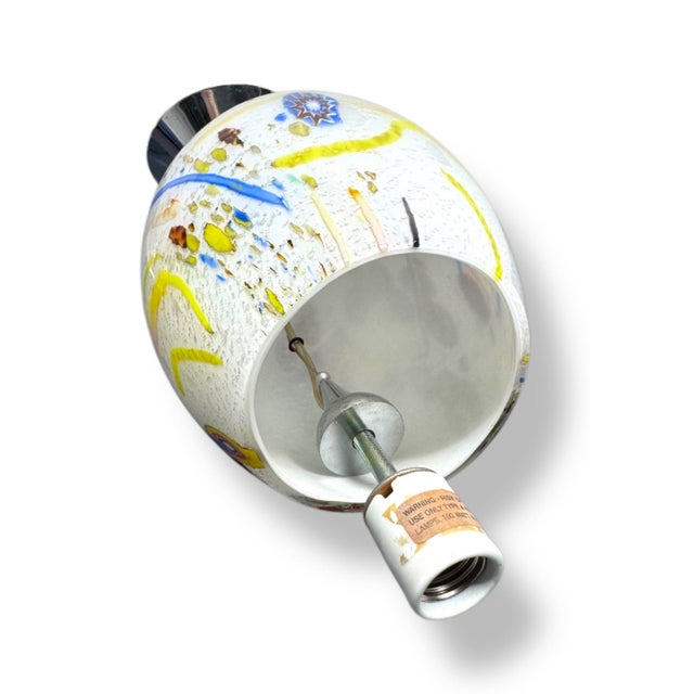 Italian Vintage Murano Millefiori Art Glass Pendant Light With Colorful Floral Motifs. For Sale - Image 3 of 3
