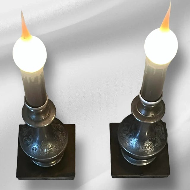 Victorian Pair of Candlestick Lamps For Sale - Image 3 of 6