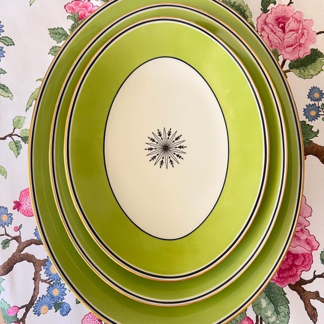 This is a beautiful set of three platters in the “Directiore” pattern by Ceralene / A. Raynaud et Cie, the design for...