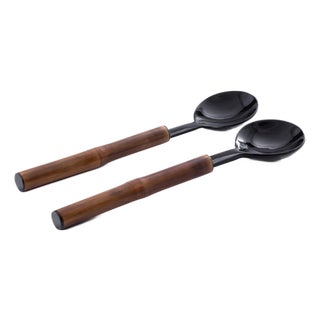 Selvo Bamboo and Horn Server Set, 12" x 3" For Sale