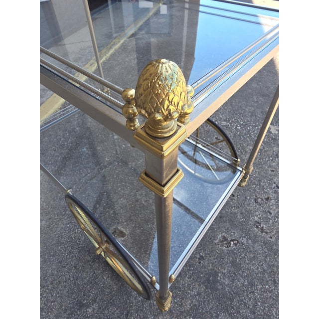 Traditional Vintage Traditional Brass and Chrome Bar Cart For Sale - Image 3 of 14