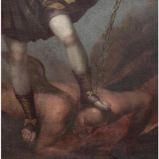 Spanish School Artist, Saint Michael the Archangel, Oil on Canvas, Framed For Sale - Image 4 of 7