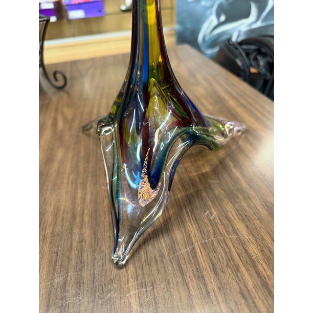 David Goldhagen Handblown Colored Flower Sculpture 15in For Sale - Image 11 of 12