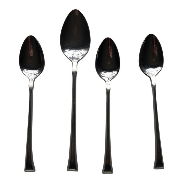 Midcentury Rogers Insilco "Elite" Stainless Japan 3 Teaspoons & 1 Table Spoon For Sale