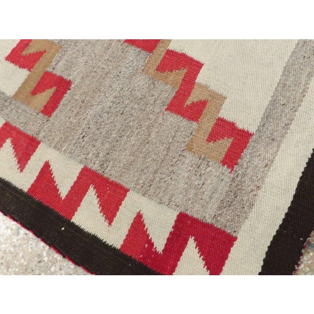 Ecru Galerie Shabab Collection Rustic Southwestern Style North American Navajo Tribal Throw Rug, Circa 1920 For Sale - Image 8 of 9