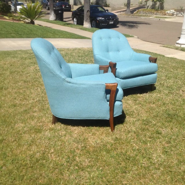 Mid-Century Modern Mid Century Modern Baby Blue Lounge Chairs - Pair For Sale - Image 3 of 7