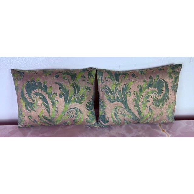 Traditional Pair of Fortuny Textile Pillows With Velvet Backs For Sale - Image 3 of 8