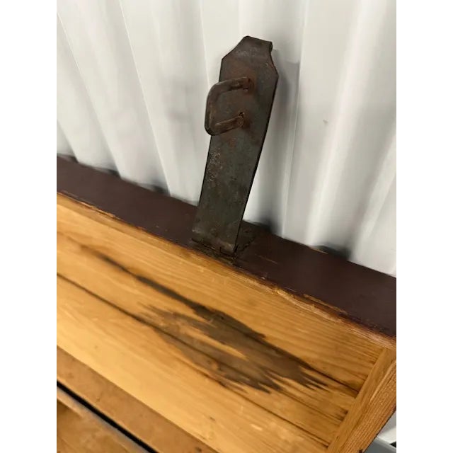 1920s Antique Hungarian Immigrants Chest - Painted Pine With Hand Wrought Iron Hardware - Dovetailed Case For Sale - Image 4 of 10