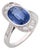 1960s French Gia 3.40 Carat Ceylon Sapphire Diamond 18k White Gold Cocktail Ring, Size 6.25 For Sale