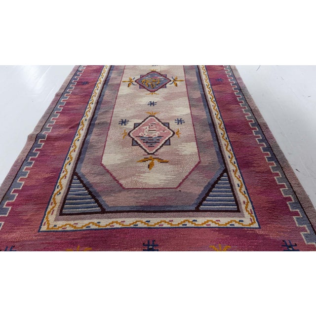 Mid-20th Century Swedish Pile Rug by Martha Ghan Size: 4.9" × 11.2" (144 × 340 cm) ​The vintage Swedish pile rug by Märta...