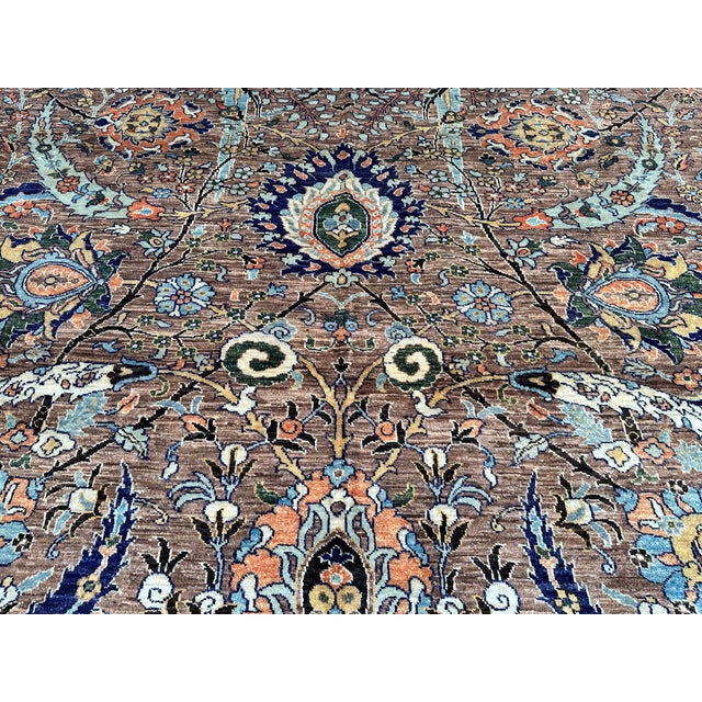 Hand-Knotted Afghan Isfahan Shah Abbasi Wool Area Rug - 9'1" X 12'2" For Sale - Image 9 of 15