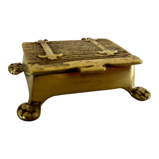 Vintage English Brass Stamp Box For Sale