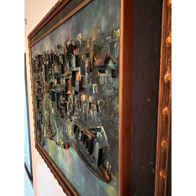 Vintage Signed Remington Dimensional Mixed-Media Cityscape on Board For Sale In West Palm - Image 6 of 12
