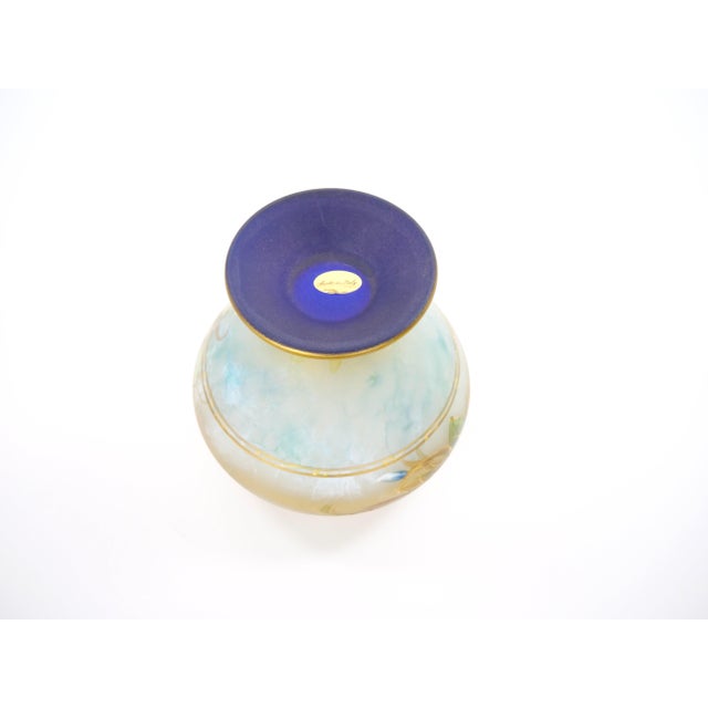 Gold Mid-Century Modern Italian Venetian Art Glass Gilt & Painted Covered Jar For Sale - Image 8 of 10