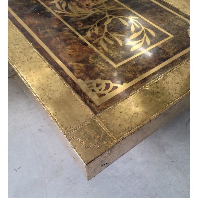 Mastercraft Mid 20th Century Acid Etched Brass Coffee Table Attributed to Bernhard Rohne For Sale - Image 4 of 10