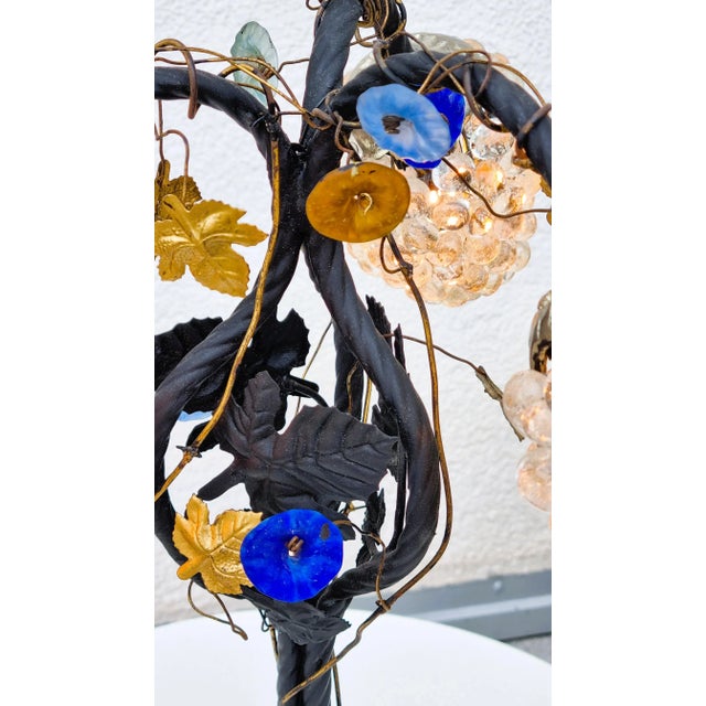Black Vintage Murano Glass Grape Table Lamp, 1975 For Sale - Image 8 of 16