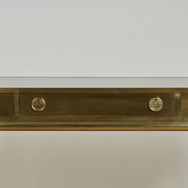 Mid Century Mastercraft Leather Top Brass Desk For Sale - Image 4 of 15