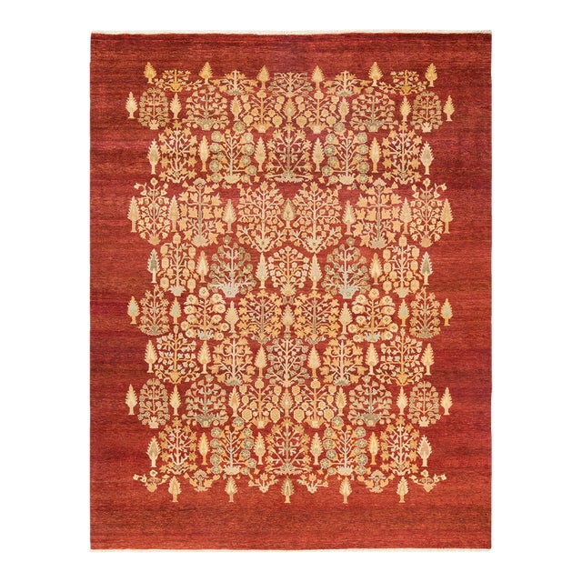 Eclectic, One-of-a-Kind Hand-Knotted Area Rug - Red, 8' 0" x 10' 4" For Sale
