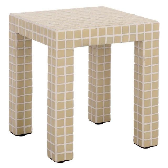 Early 21st Century Hotaru Tile Accent Table in Cream For Sale - Image 5 of 6