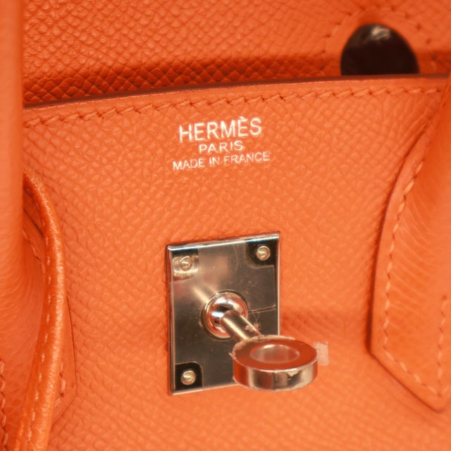 Hermès "Orange H" Epsom Leather 25cm Birkin Bag With Palladium Hardware, 2007. For Sale - Image 10 of 14