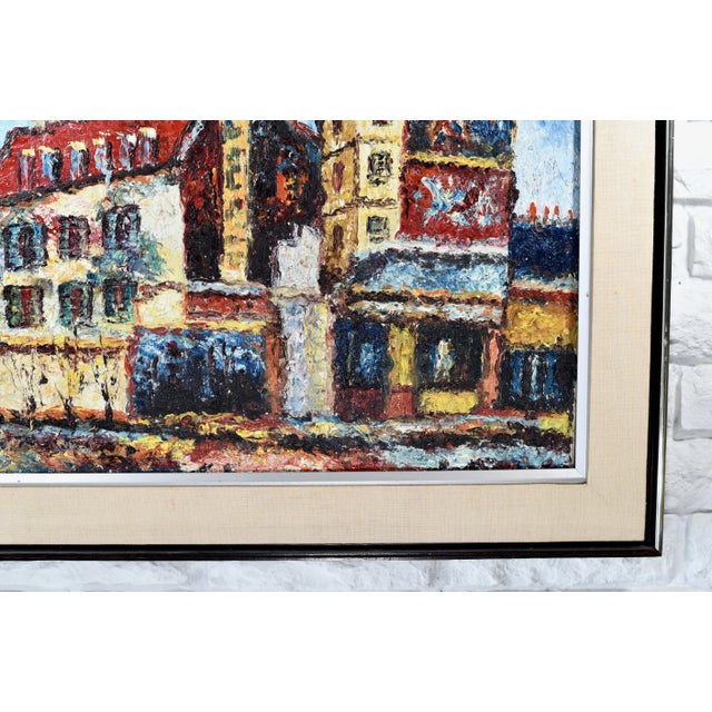 Textile 1960s Expressionist European Cityscape Oil Painting, Framed For Sale - Image 7 of 9